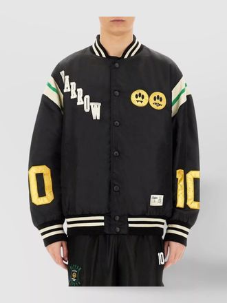 Barrow graphic back satin bomber jacket