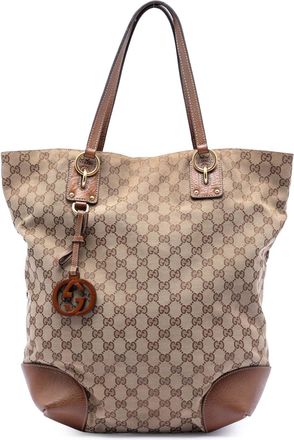 Gucci Pre-owned Womens Large Gg Canvas Gg Charm Tote - Tan Textile - One Size