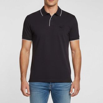 Emporio Armani Black Pique Cotton Short Sleeve Polo T-Shirt
