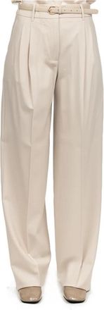 Max Mara Entrata Broeken - Dames - Broeken - Beige - XS - Wol - Broeken