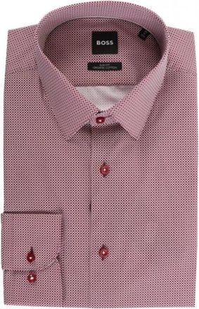 HUGO BOSS Hank Shirt - Heren - Zakelijke Overhemden - Rood - L - Katoen - Overhemden