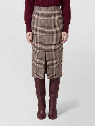 Federica Tosi wool glen plaid high-rise midi pencil skirt