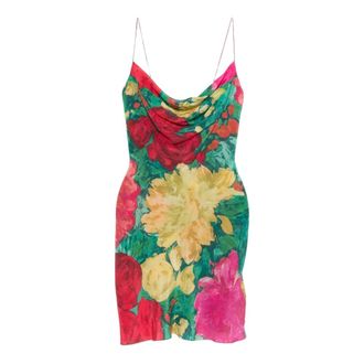 Balmain Short Dresses, female, Multicolor, Size: S Floral-print cowl-neck mini dress
