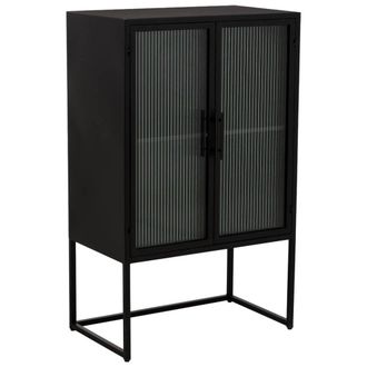 Wanderlust Deco Vitrina de metal negro con 2 puertas 65x38,5x105,5h cm