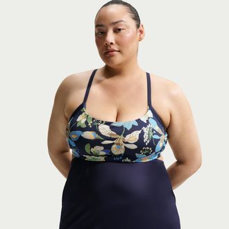 Nike Womens Swim Layered Tank Topini (Plus Size) in Blue | NESSG338-440