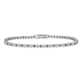 The Diamond Store 0.43ct Sapphire and 0.35ct Lab Diamond Bracelet in 925 Sterling Silver