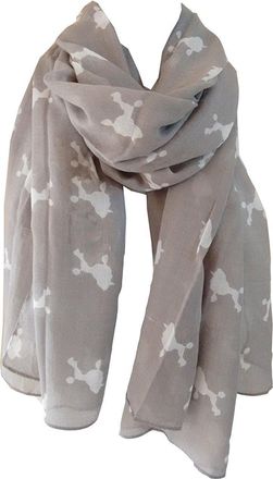 GlamLondon Poodle Print Scarf Dogs Fancy Puppies Breed Caniche Barbone Ladies Womens Wrap Shawl Sarong (Silver Grey)