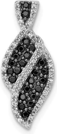 Diamond2Deal 14k White Gold 1/3 carat White and Black Diamond Fancy Curve Chain Slide