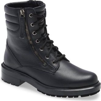 Aquatalia Womens Leather Water Resistant Combat Boots In Black