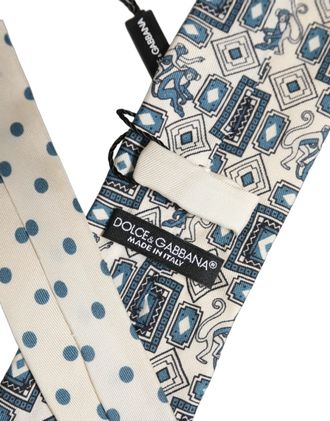 Dolce & Gabbana Geometric Silk Necktie - Off White