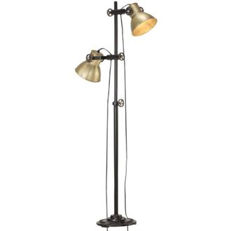 vidaXL L&aacute;mpara De Pie 2 Pantallas De Lat&oacute;n Hierro Fundido E27 Vidaxl