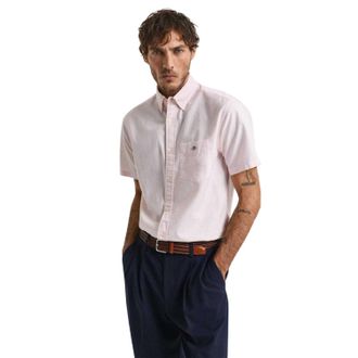 GANT Heren Klassiek Oxford Overhemd met Korte Mouwen (Roze)