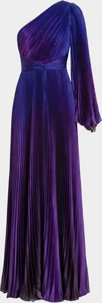 Mac Duggal Pleated Charmeuse Ombr&eacute; Gown