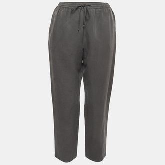 Max Mara Grey Silk Blend Drawstring Pants