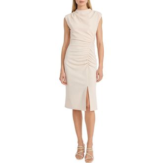 Donna Morgan Cowl Neck Sleeveless Ruched Midi Dress in Horn at Nordstrom Rack, Size 12