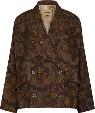 Uma Wang Floral Jacquard Blazer - Dames - Blazers - Bruin - M - Wol - Jassen