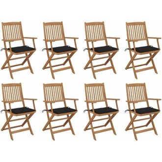 vidaXL Vidaxl - Sillas De Jard&iacute;n Plegables 8 Uds Y Cojines Madera Maciza Acacia