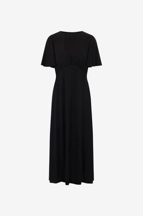 Akris Empire-Kleid aus Cr&ecirc;pe mit Tupfenausschnitt