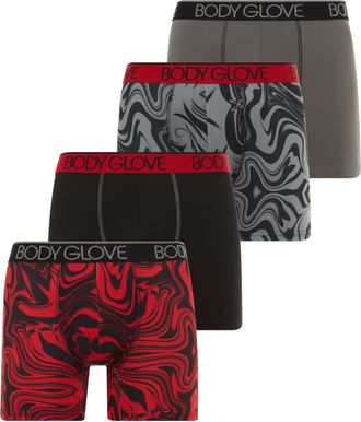 Body Glove Mens Boxer Briefs Multi Packs, Dry Fit Performance Value Underwear, Breathable Active Stretch Athletic Boxers, Black, Orange, Camo and Gray, M