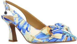 J. Rene&eacute; Harlan Floral Bow Slingback Pump in Blue/Cream at Nordstrom, Size 9.5