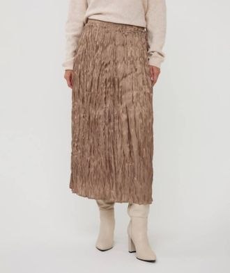 Esqualo Crinkle Maxi Skirt In Gold