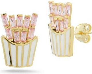 Sphera Milano 14K Gold Vermeil CZ Fries Stud Earrings at Nordstrom Rack