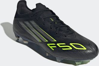 adidas Fussballschuh ADIDAS PERFORMANCE F50 PRO FIRM GROUND BOOTS, Damen, Gr. 44,5, schwarz (core schwarz, iron metallic, lucid lemon), Synthetik, Textil, Sc