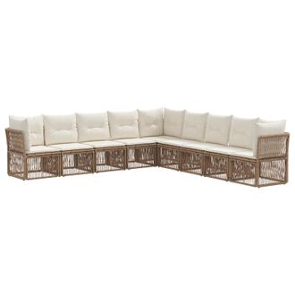 vidaXL Conjunto De Sof&aacute;s De Jard&iacute;n 9 Pcs Beige Rat&aacute;n Sint&eacute;tico Vidaxl