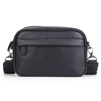 Generic Leather Men Shoulder Bag Classic Pattern Casual Business Shoulder Messenger Bag Wide Strap Small Square Plaid Designer for Travel Work Male Sling Bags