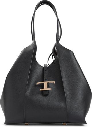 Tod's Gegraveerd Leren Tote - Dames - Shoppers - Zwart - ONE Size - Leer - Tassen