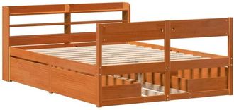vidaXL Vidaxl - Estructura de cama sin colchón madera maciza marrón 135x190 cm