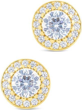 Sterling Forever Round Cut Cubic Zirconia Stud Earrings in Gold at Nordstrom