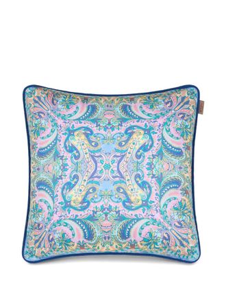 Etro Home Leafy-print cushion (45cm x 45cm) - unisex - Cotton - One Size - Blue