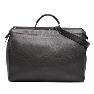 Fendi Pre-owned Peekaboo Iconic Fit Bag - Dames - Pre-owned - Grijs - Maat: ONE Size Leer