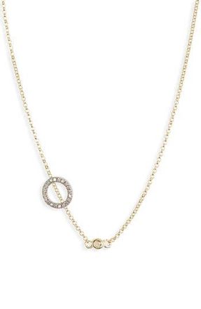 Meshmerise Bezel Diamond Initial Chain Necklace - 0.2ct. in Yellow-O at Nordstrom Rack