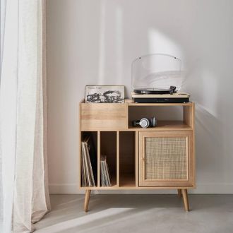 Sweeek Vinyl Furniture With Wood Effect & Cane in Light Brown