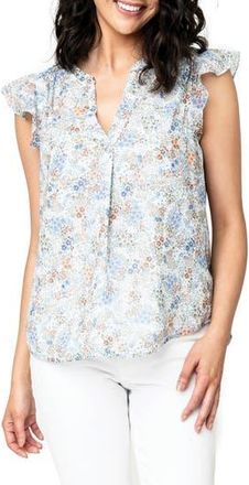 Gibsonlook Floral Flutter Sleeve Top in Field Of Flowers Print at Nordstrom Rack, Size Xx-Small
