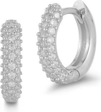 Sphera Milano Pav&eacute; Cubic Zirconia Huggie Hoop Earrings in Silver at Nordstrom Rack