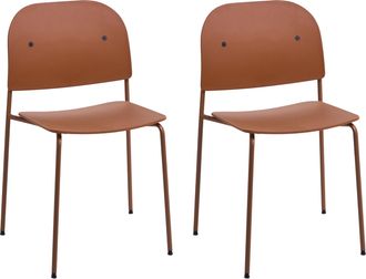 Beliani Conjunto De 2 Sillas De Comedor Y Cocina Asiento Sint&eacute;tico Estructura De Metal Naranja Windust