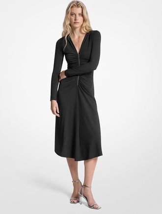Michael Kors Ruched Stretch Matte Jersey Dress