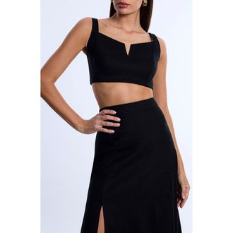Bcbgmaxazria Notched Neck Crop Top in Black at Nordstrom Rack, Size 14