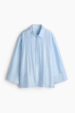H&M Oversized Bluse - Hellblau/Gestreift