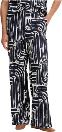 Joseph Ribkoff Broek met Abstracte Print en Wijde Pijpen - Dames - Wijde Broeken - Blauw - XS - Polyester - Broeken