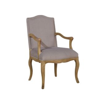 Robin des Bois Sill&oacute;n de estilo cl&aacute;sico en roble y terciopelo de poli&eacute;ster sable