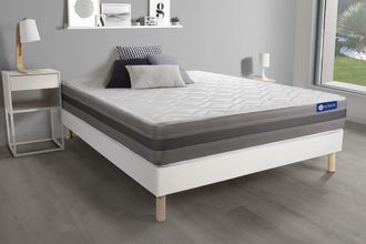 Actisom Somier blanco + colch&oacute;n con espuma viscoel&aacute;stica 120 x 195