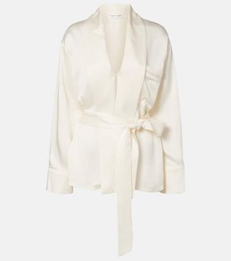 Victoria Beckham Belted satin wrap top