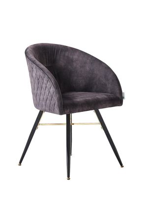 Life Interiors Single Vittorio Velvet Dining Chair with Black Metal Legs, Quilted Design Modern Accent Chair