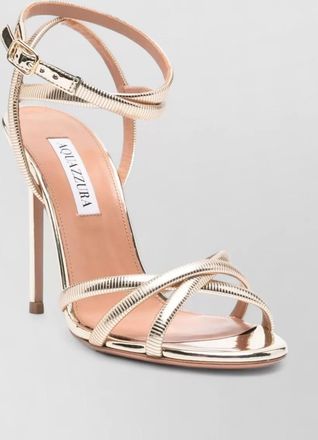 Aquazzura metallic heel pumps open toe straps