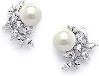 Liv Oliver 18k Multi Shape Cz & Pearl Fancy Earrings
