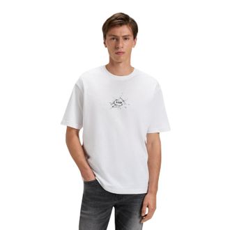 HUGO BOSS Heren Logo Katoen Crew Neck T-shirt (Wit)